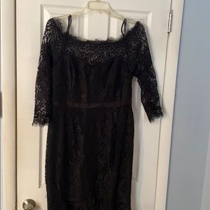 Black lace off the shoulder City Chic Dress